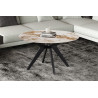 ALBATRE, table basse ronde 80 cm - plateau pierre frittée - pieds en métal noir - 4 finitions