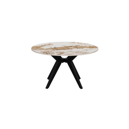 ALBATRE, table basse ronde 80 cm - plateau pierre frittée - pieds en métal noir - 4 finitions