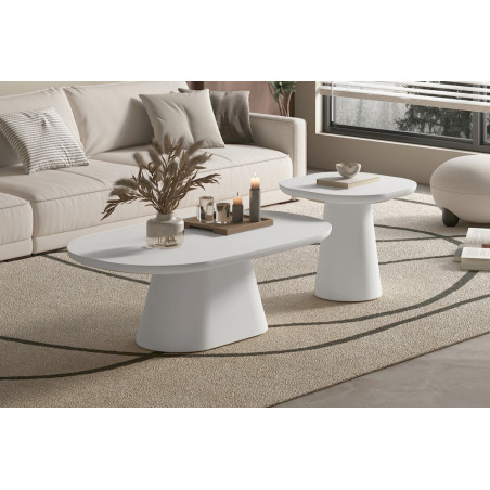 TERRACINA, table basse ovale - effet ciment - 2 tailles