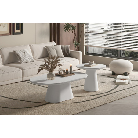 TERRACINA, table basse ovale - effet ciment - 2 tailles