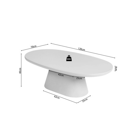 TERRACINA, table basse ovale - effet ciment - 2 tailles