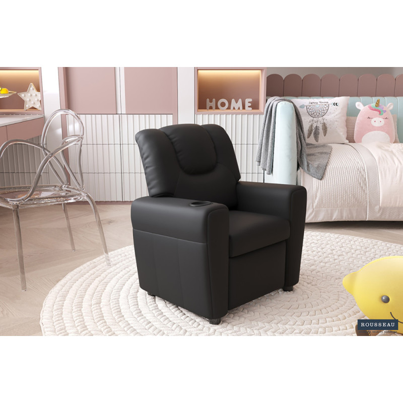 RAPHIA, fauteuil relax enfant - simili cuir - plateau relevable - 3 coloris