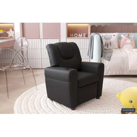 RAPHIA, fauteuil relax enfant - simili cuir - plateau relevable - 3 coloris