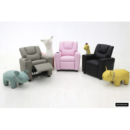 RAPHIA, fauteuil relax enfant - simili cuir - plateau relevable - 3 coloris