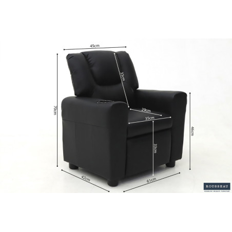 RAPHIA, fauteuil relax enfant - simili cuir - plateau relevable - 3 coloris