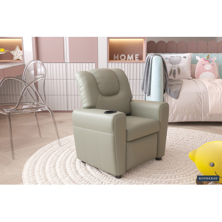 RAPHIA, fauteuil relax enfant - simili cuir - plateau relevable - 3 coloris