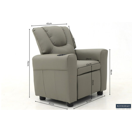RAPHIA, fauteuil relax enfant - simili cuir - plateau relevable - 3 coloris