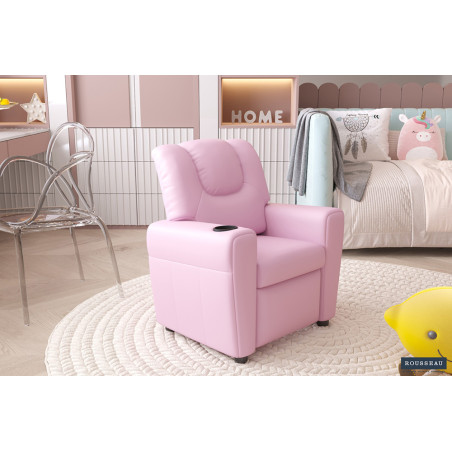 RAPHIA, fauteuil relax enfant - simili cuir - plateau relevable - 3 coloris