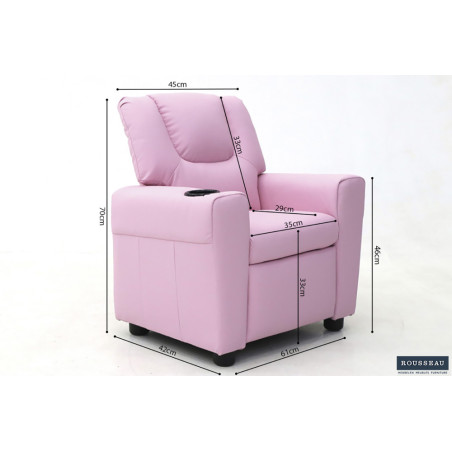 RAPHIA, fauteuil relax enfant - simili cuir - plateau relevable - 3 coloris