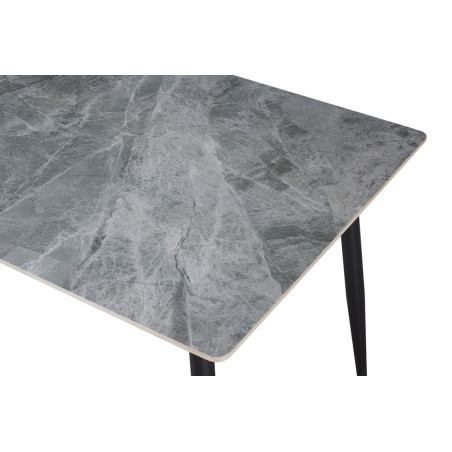 KAOLIN, table à manger - plateau pierre frittée - pieds en métal noir - 2 tailles