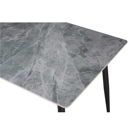 KAOLIN, table à manger - plateau pierre frittée - pieds en métal noir - 2 tailles