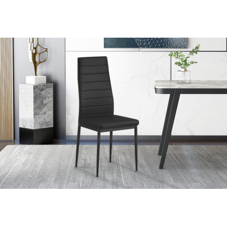 KAOLIN, set de 4 chaises - simili cuir - pieds en métal noir - 2 coloris