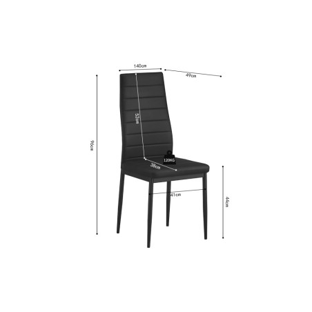 KAOLIN, set de 4 chaises - simili cuir - pieds en métal noir - 2 coloris