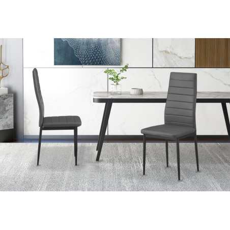 KAOLIN, set de 4 chaises - simili cuir - pieds en métal noir - 2 coloris