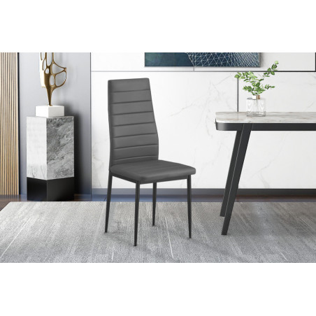 KAOLIN, set de 4 chaises - simili cuir - pieds en métal noir - 2 coloris