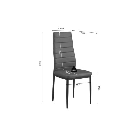KAOLIN, set de 4 chaises - simili cuir - pieds en métal noir - 2 coloris
