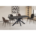 ACACIA, table à manger ovale 200 cm - décor bois - pieds en métal noir - 3 finitions