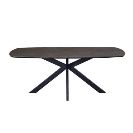 ACACIA, table à manger ovale 200 cm - décor bois - pieds en métal noir - 3 finitions