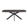 ACACIA, table à manger ovale 200 cm - décor bois - pieds en métal noir - 3 finitions