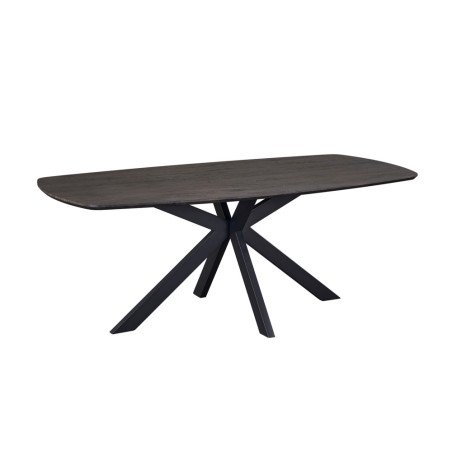 ACACIA, table à manger ovale 200 cm - décor bois - pieds en métal noir - 3 finitions