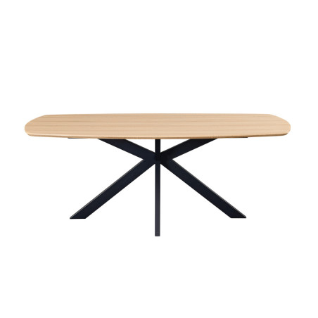 ACACIA, table à manger ovale 200 cm - décor bois - pieds en métal noir - 3 finitions