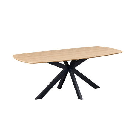 ACACIA, table à manger ovale 200 cm - décor bois - pieds en métal noir - 3 finitions