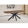 ACACIA, table à manger ovale 200 cm - décor bois - pieds en métal noir - 3 finitions