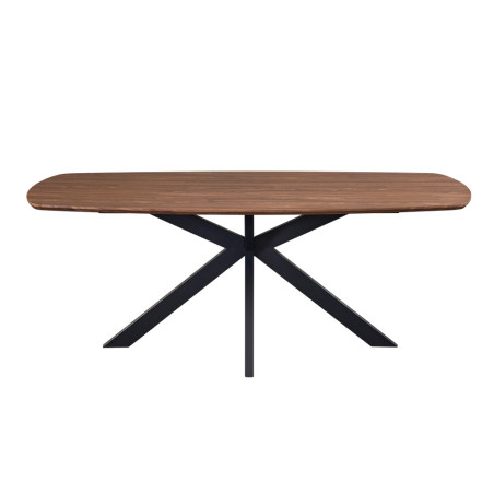 ACACIA, table à manger ovale 200 cm - décor bois - pieds en métal noir - 3 finitions