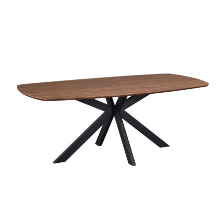 ACACIA, table à manger ovale 200 cm - décor bois - pieds en métal noir - 3 finitions