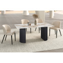 LAZULI, table à manger 180 cm - plateau pierre frittée - pieds en métal noir - 2 finitions