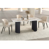LAZULI, table à manger 180 cm - plateau pierre frittée - pieds en métal noir - 2 finitions