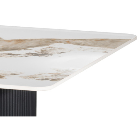 LAZULI, table à manger 180 cm - plateau pierre frittée - pieds en métal noir - 2 finitions