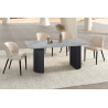 LAZULI, table à manger 180 cm - plateau pierre frittée - pieds en métal noir - 2 finitions