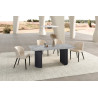 LAZULI, table à manger 180 cm - plateau pierre frittée - pieds en métal noir - 2 finitions