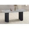 LAZULI, table à manger 180 cm - plateau pierre frittée - pieds en métal noir - 2 finitions