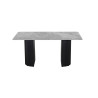 LAZULI, table à manger 180 cm - plateau pierre frittée - pieds en métal noir - 2 finitions