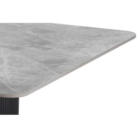 LAZULI, table à manger 180 cm - plateau pierre frittée - pieds en métal noir - 2 finitions