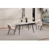 HEMATITE, table extensible 120 à 180 cm - plateau pierre frittée - avec allonges - 2 finitions
