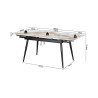 HEMATITE, table extensible 120 à 180 cm - plateau pierre frittée - avec allonges - 2 finitions