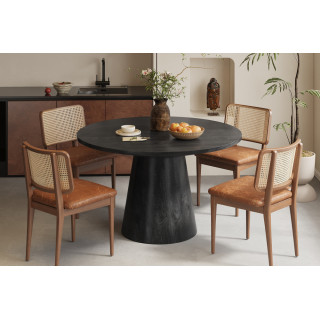 TAMARIN, table à manger ronde 130 cm - manguier massif - 2 finitions