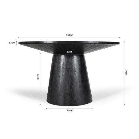 TAMARIN, table à manger ronde 130 cm - manguier massif - 2 finitions