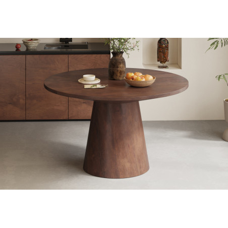 TAMARIN, table à manger ronde 130 cm - manguier massif - 2 finitions