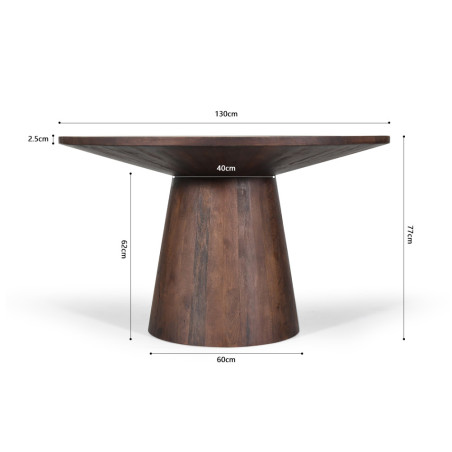 TAMARIN, table à manger ronde 130 cm - manguier massif - 2 finitions
