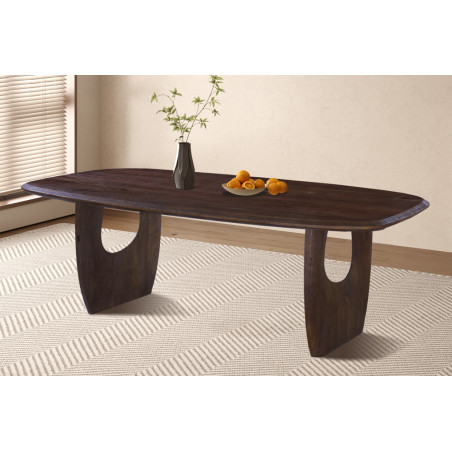 BRUYERE, table à manger ovale 200 x 100 cm - manguier massif - 2 finitions