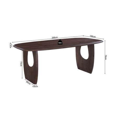 BRUYERE, table à manger ovale 200 x 100 cm - manguier massif - 2 finitions