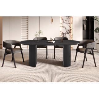 SOLENZO, table à manger ovale - décor bois - 2 tailles - 3 finitions