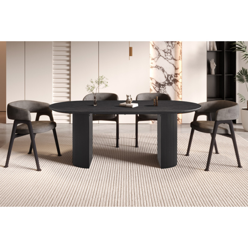 SOLENZO, table à manger ovale - décor bois - 2 tailles - 3 finitions