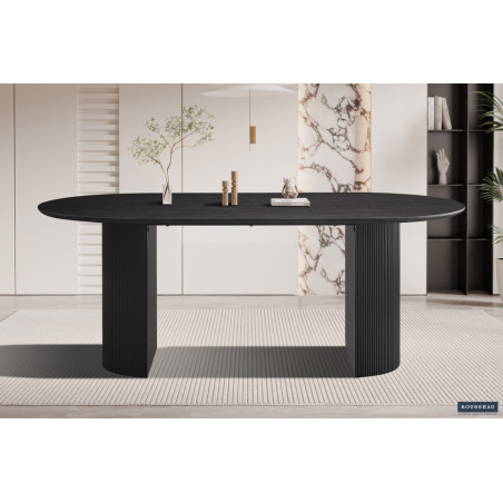 SOLENZO, table à manger ovale - décor bois - 2 tailles - 3 finitions