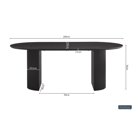 SOLENZO, table à manger ovale - décor bois - 2 tailles - 3 finitions