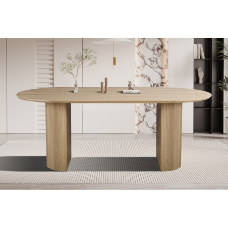 SOLENZO, table à manger ovale - décor bois - 2 tailles - 3 finitions